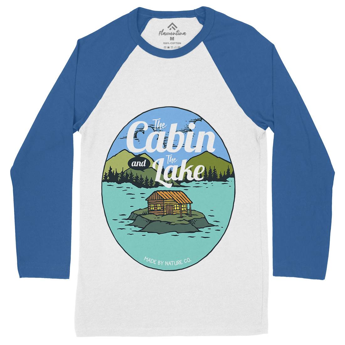 The Cabin And The Lake Mens Long Sleeve Baseball T-Shirt Nature C786