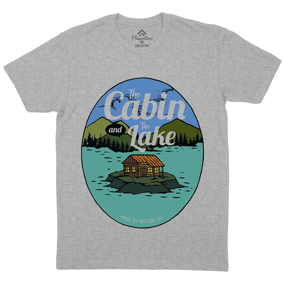 The Cabin And The Lake Mens Organic Crew Neck T-Shirt Nature C786