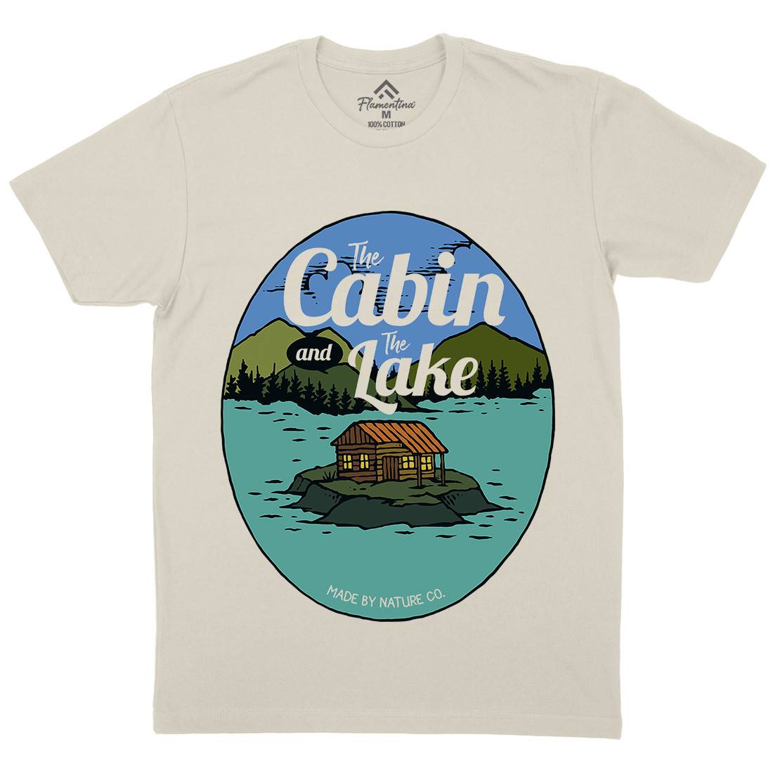The Cabin And The Lake Mens Organic Crew Neck T-Shirt Nature C786