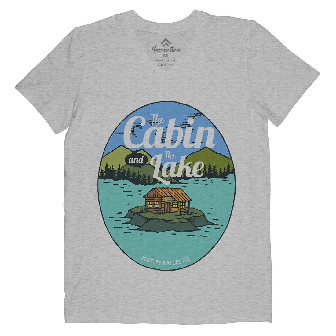 The Cabin And The Lake Mens V-Neck T-Shirt Nature C786