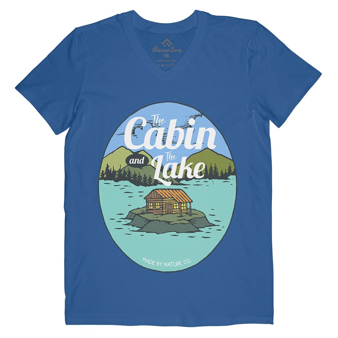 The Cabin And The Lake Mens V-Neck T-Shirt Nature C786