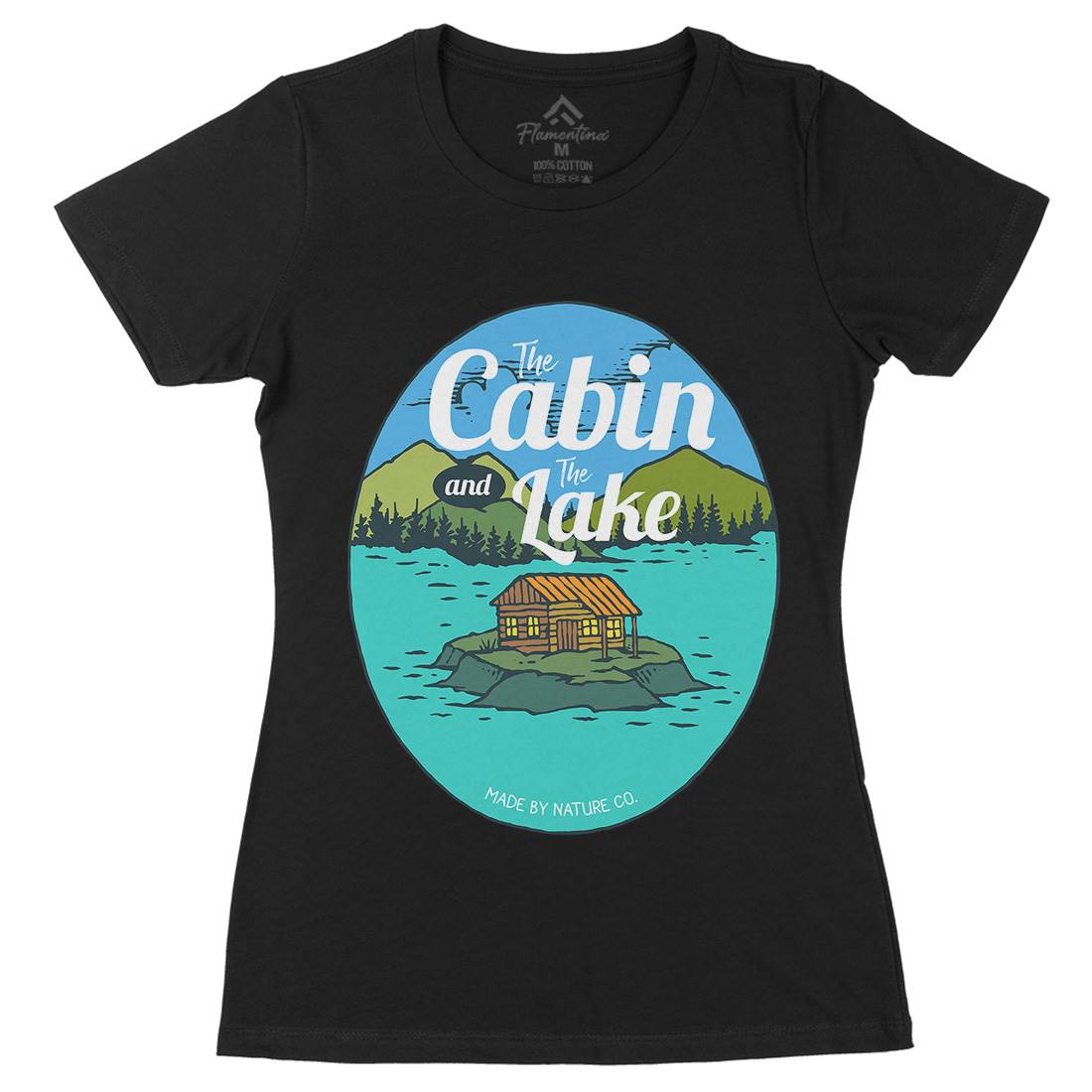 The Cabin And The Lake Womens Organic Crew Neck T-Shirt Nature C786