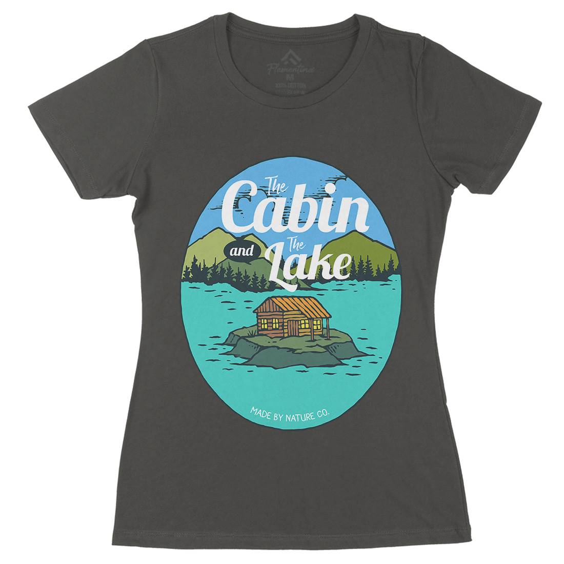 The Cabin And The Lake Womens Organic Crew Neck T-Shirt Nature C786