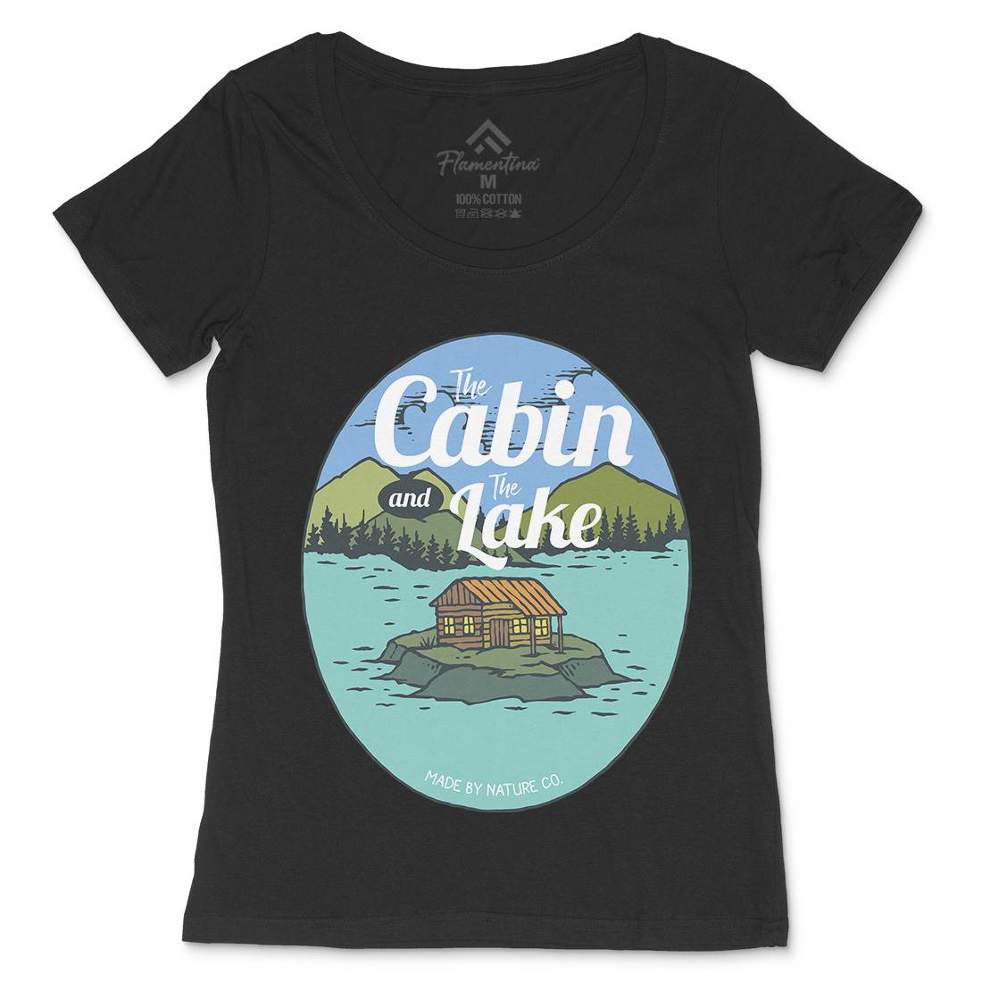 The Cabin And The Lake Womens Scoop Neck T-Shirt Nature C786
