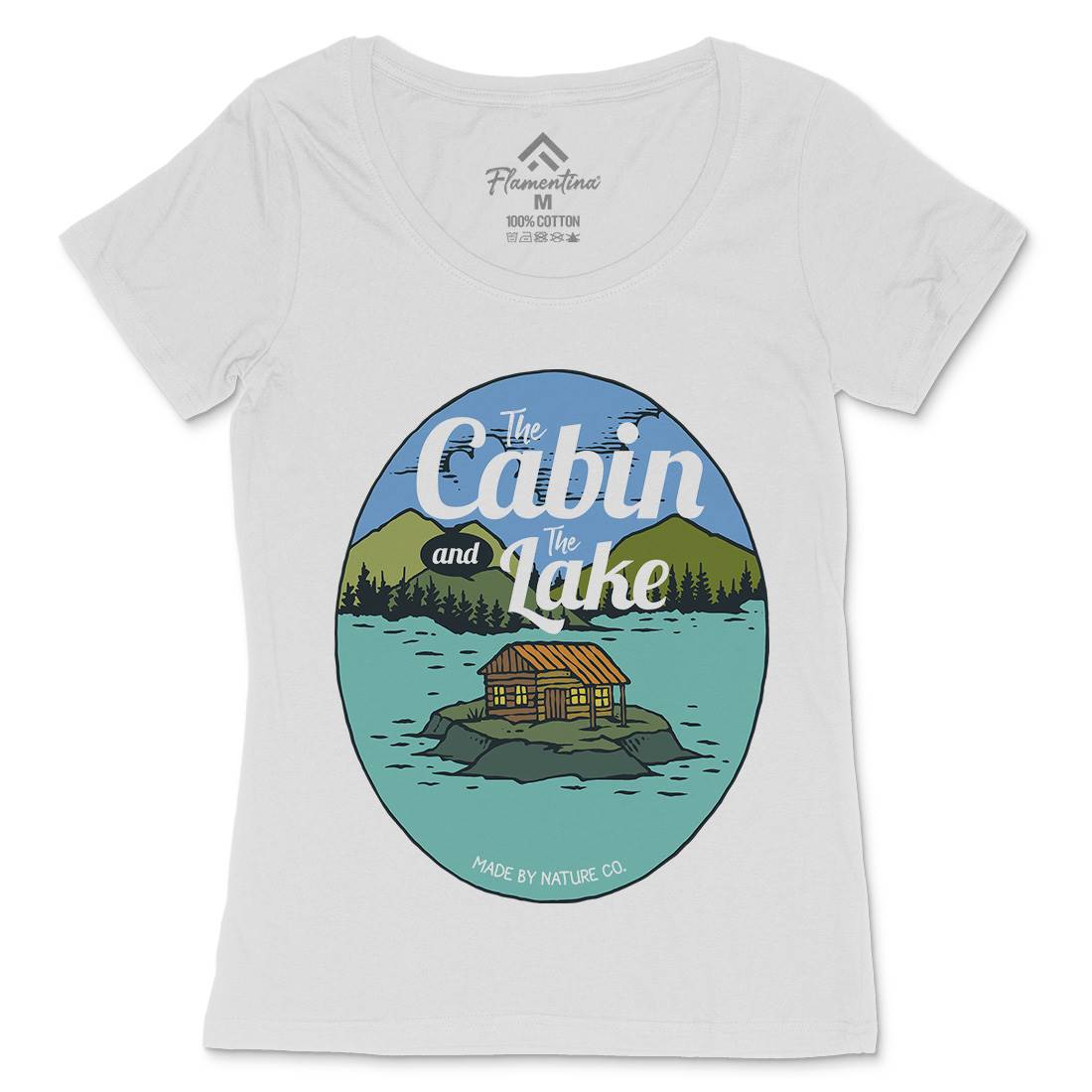 The Cabin And The Lake Womens Scoop Neck T-Shirt Nature C786