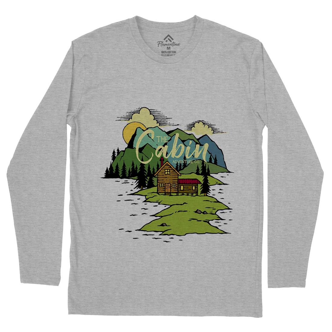 The Cabin On Lake Mens Long Sleeve T-Shirt Nature C787