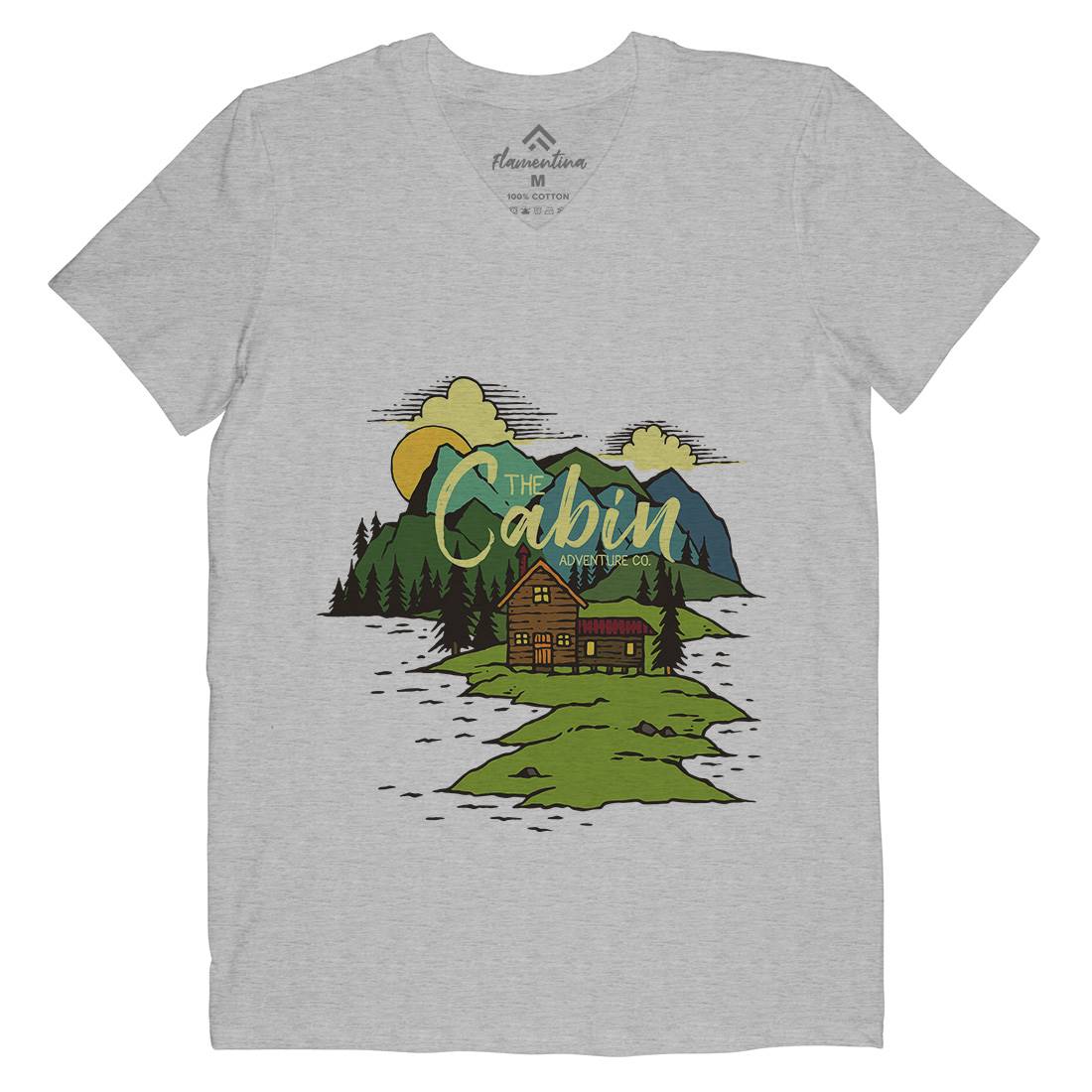 The Cabin On Lake Mens V-Neck T-Shirt Nature C787