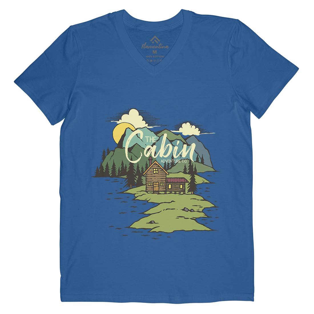 The Cabin On Lake Mens V-Neck T-Shirt Nature C787