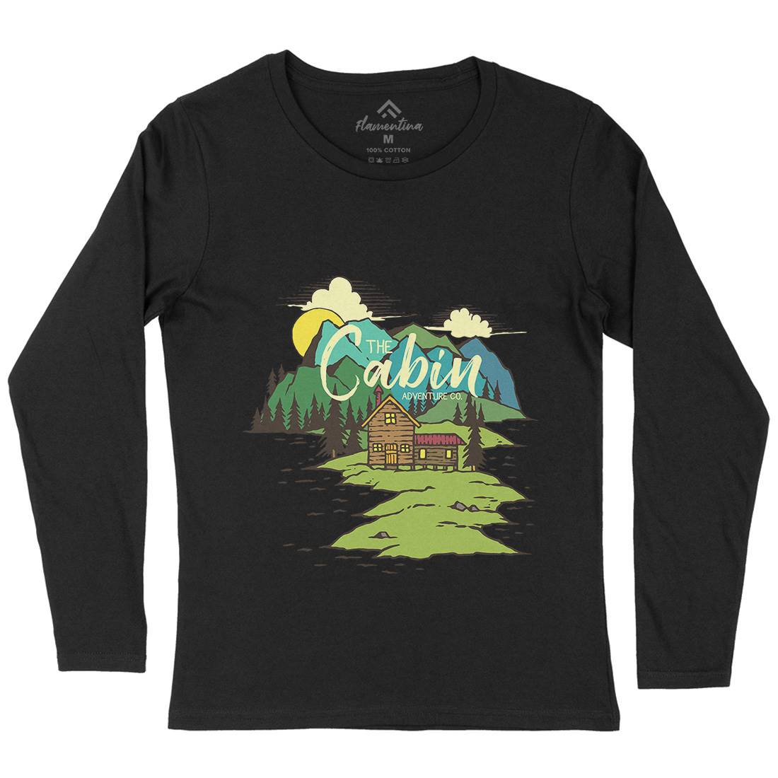 The Cabin On Lake Womens Long Sleeve T-Shirt Nature C787