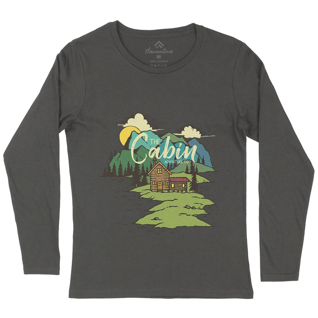 The Cabin On Lake Womens Long Sleeve T-Shirt Nature C787
