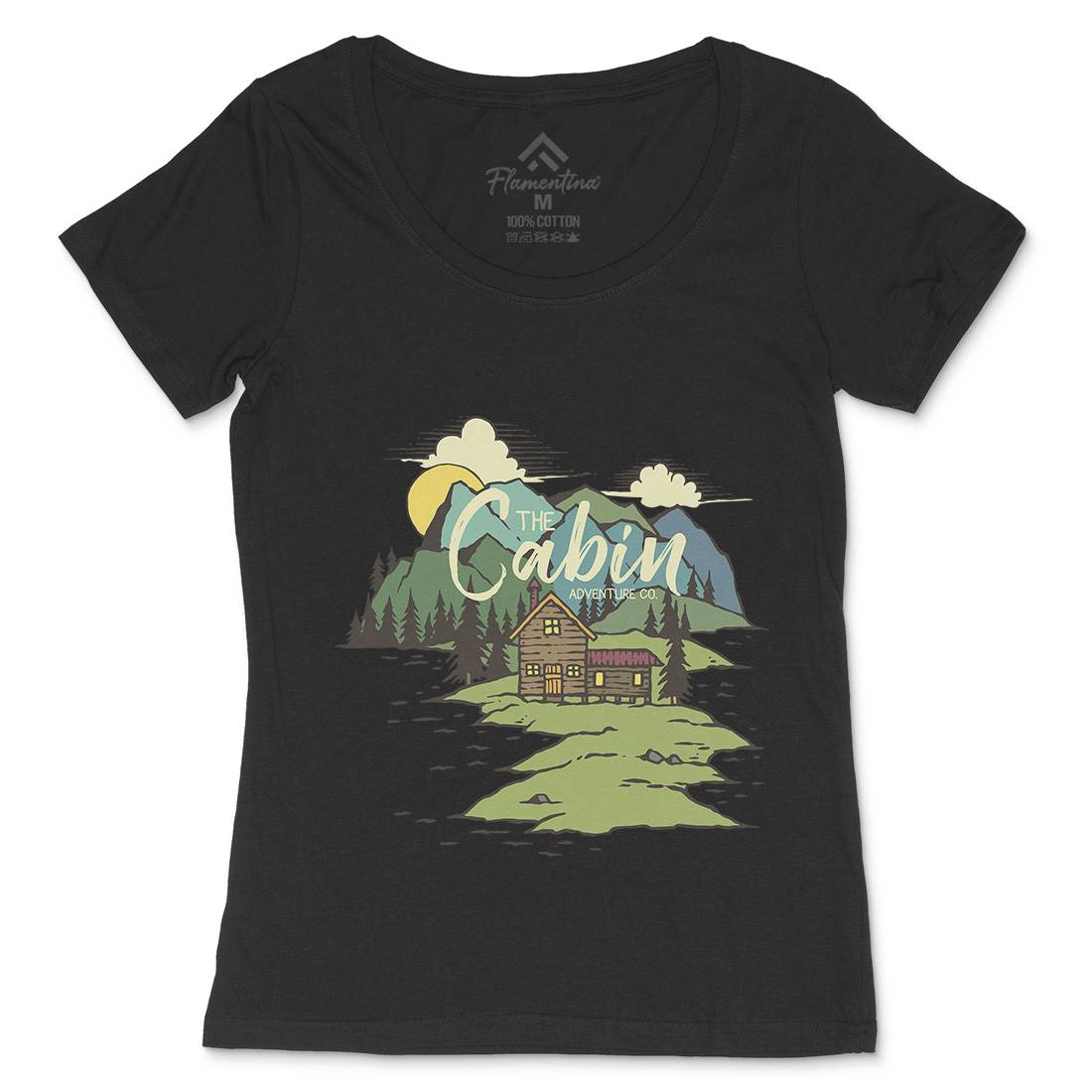 The Cabin On Lake Womens Scoop Neck T-Shirt Nature C787