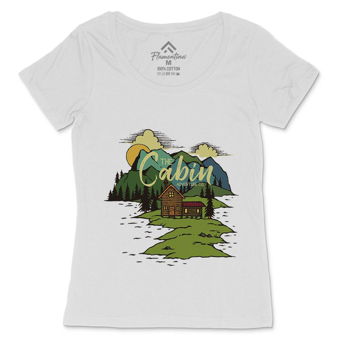 The Cabin On Lake Womens Scoop Neck T-Shirt Nature C787