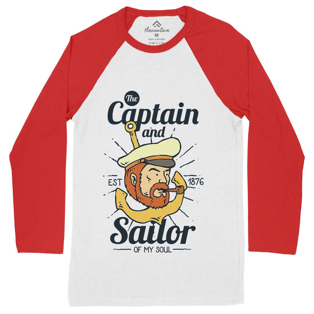 Captain And Sailor Mens Long Sleeve Baseball T-Shirt Navy C788