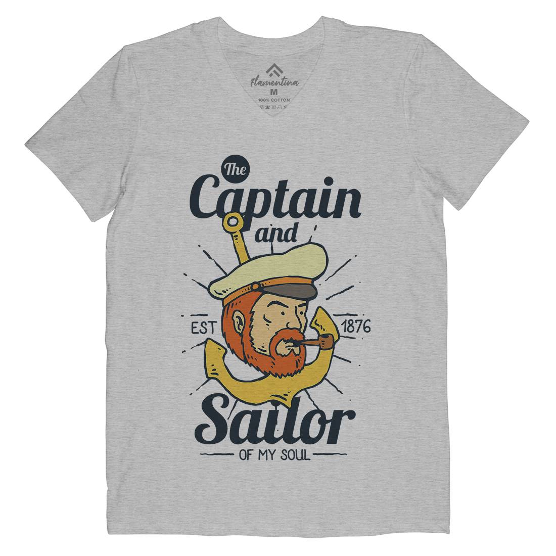 Captain And Sailor Mens V-Neck T-Shirt Navy C788