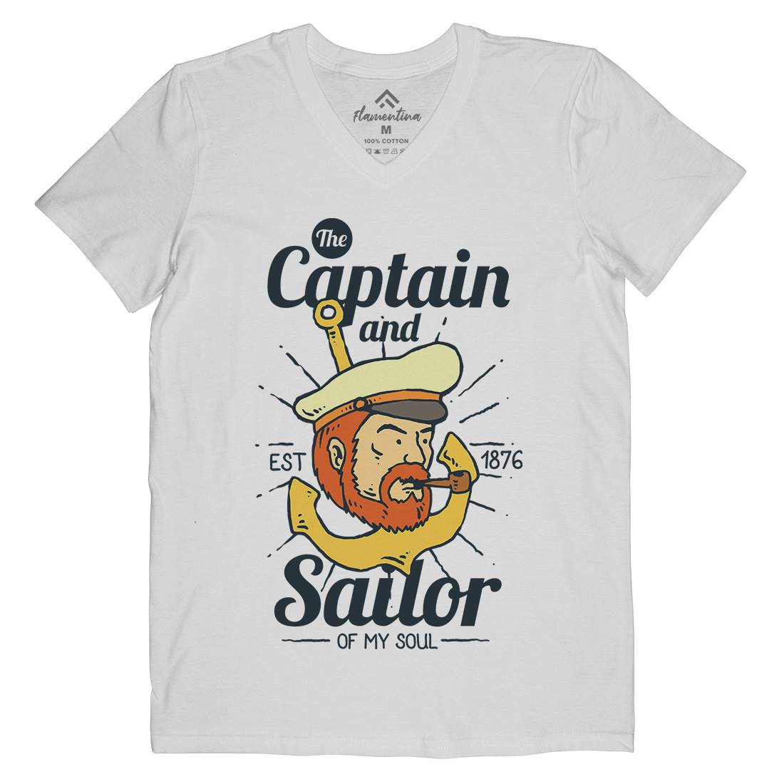 Captain And Sailor Mens Organic V-Neck T-Shirt Navy C788