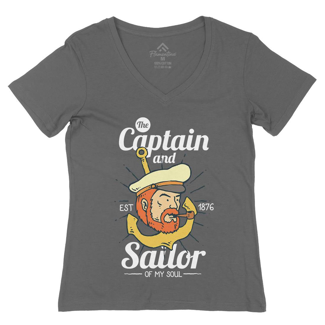 Captain And Sailor Womens Organic V-Neck T-Shirt Navy C788