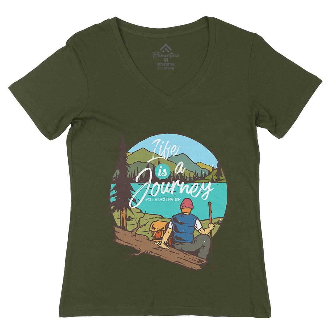The Journey Womens Organic V-Neck T-Shirt Nature C789