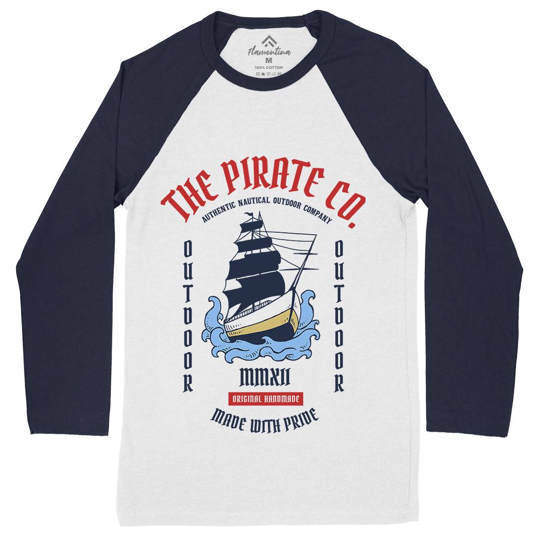The Ship Mens Long Sleeve Baseball T-Shirt Navy C790