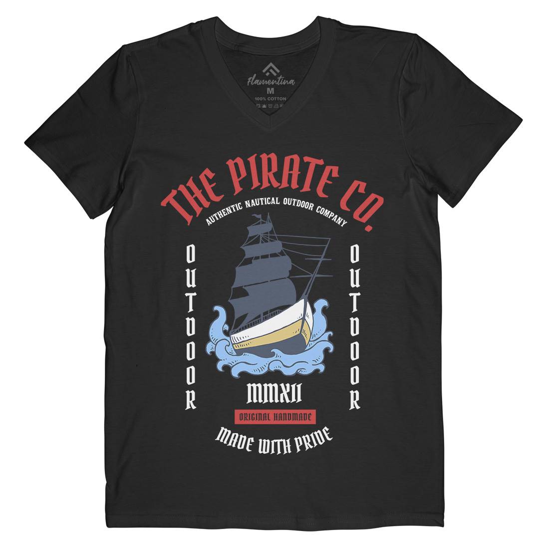 The Ship Mens Organic V-Neck T-Shirt Navy C790