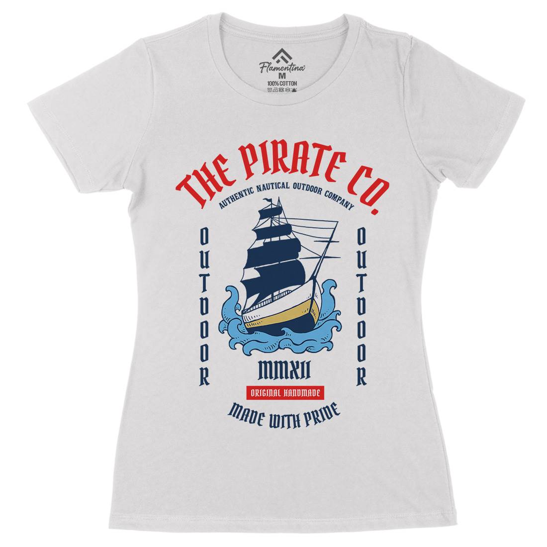 The Ship Womens Organic Crew Neck T-Shirt Navy C790