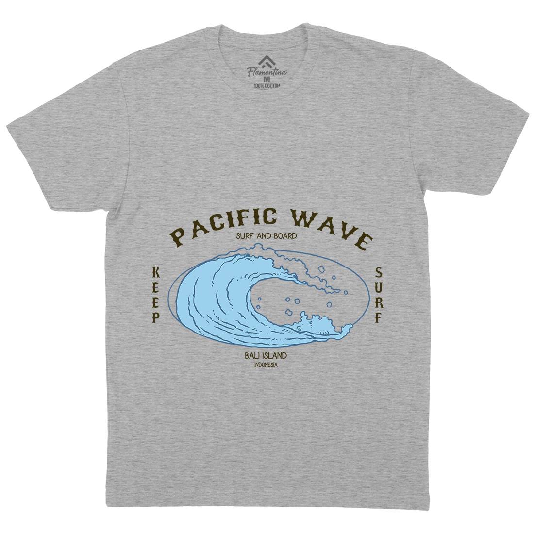 Wave Mens Organic Crew Neck T-Shirt Surf C797