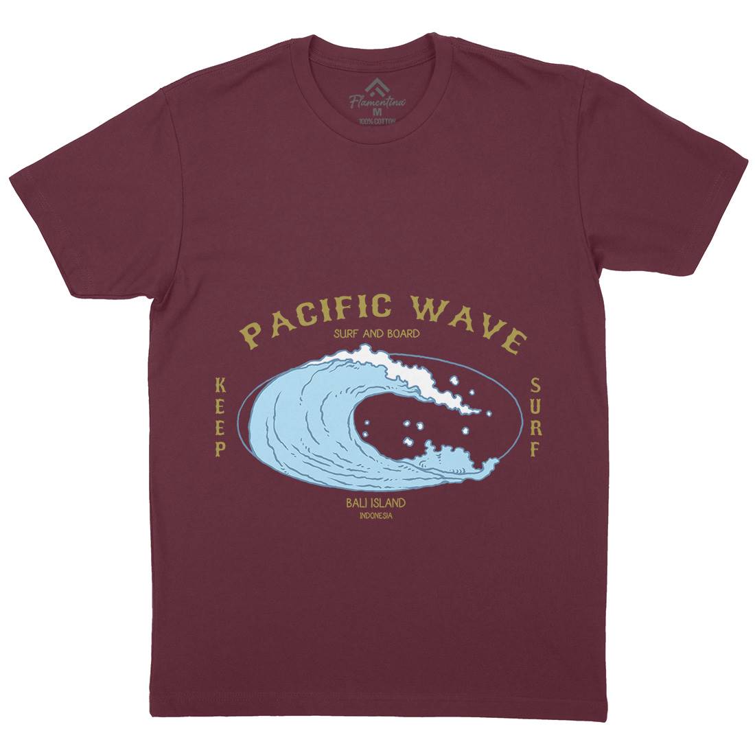 Wave Mens Organic Crew Neck T-Shirt Surf C797
