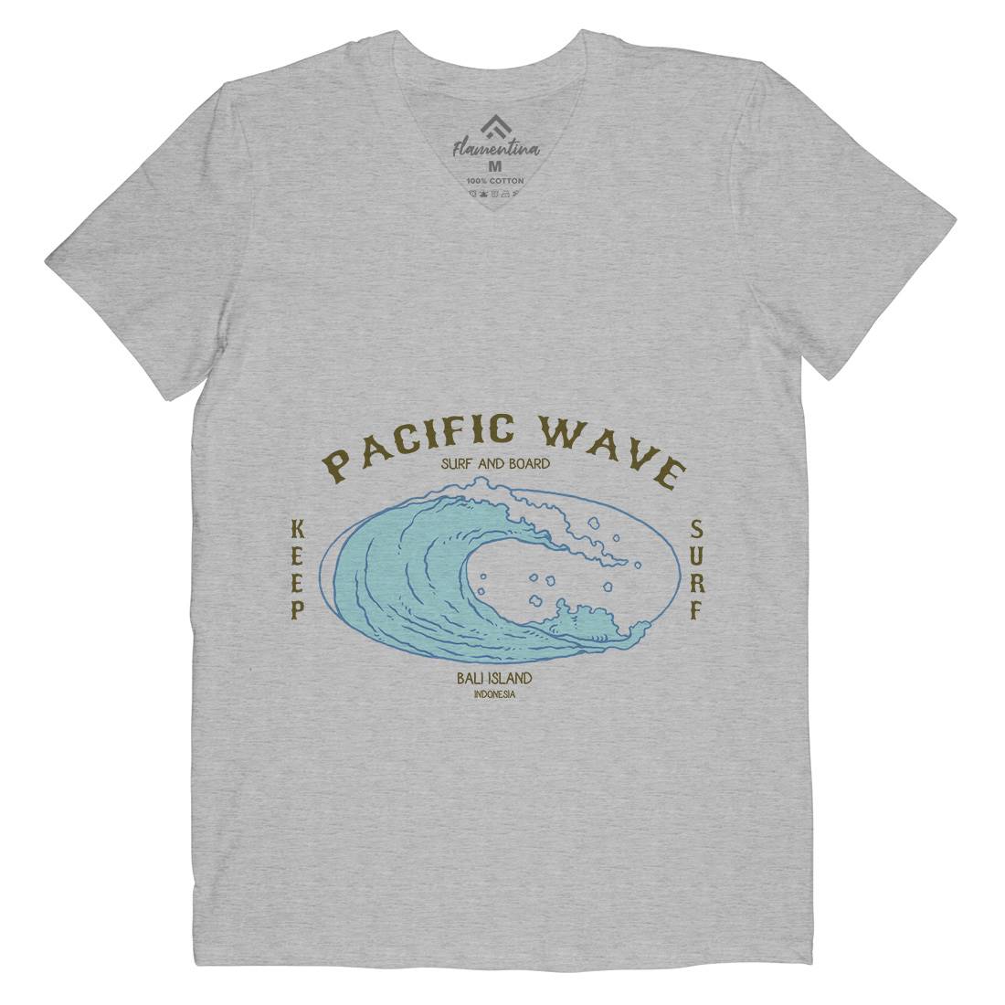 Wave Mens Organic V-Neck T-Shirt Surf C797