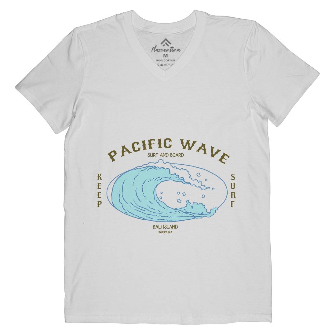 Wave Mens Organic V-Neck T-Shirt Surf C797