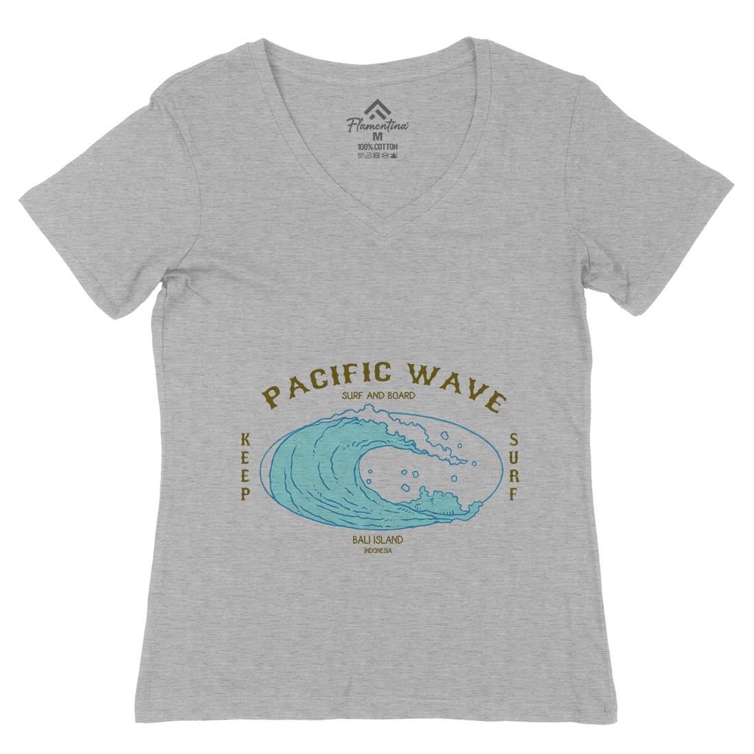 Wave Womens Organic V-Neck T-Shirt Surf C797