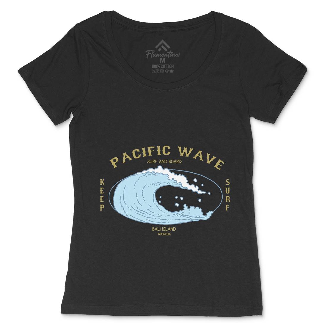 Wave Womens Scoop Neck T-Shirt Surf C797