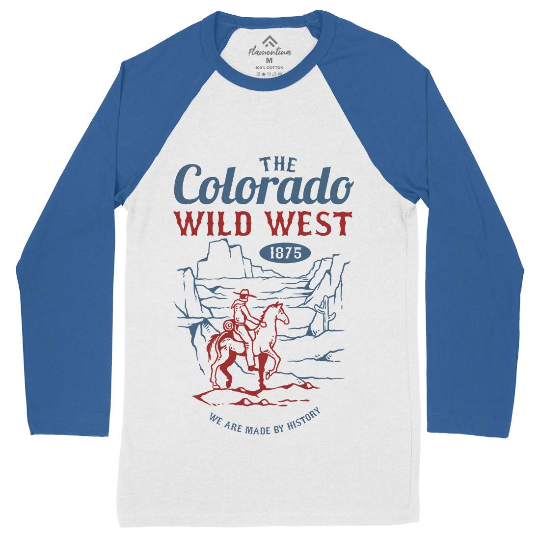 Wild West Mens Long Sleeve Baseball T-Shirt American C798