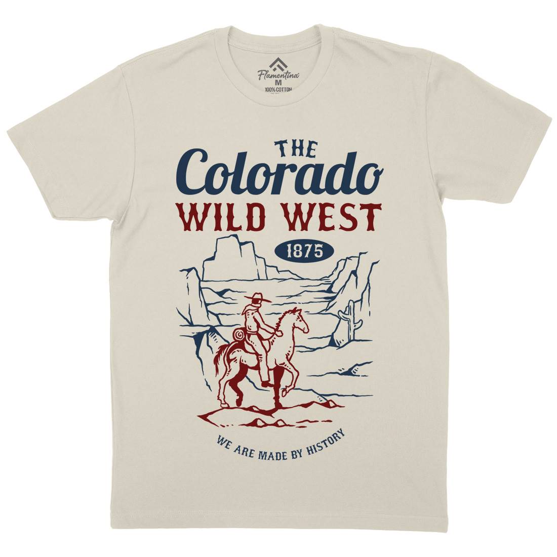Wild West Mens Organic Crew Neck T-Shirt American C798