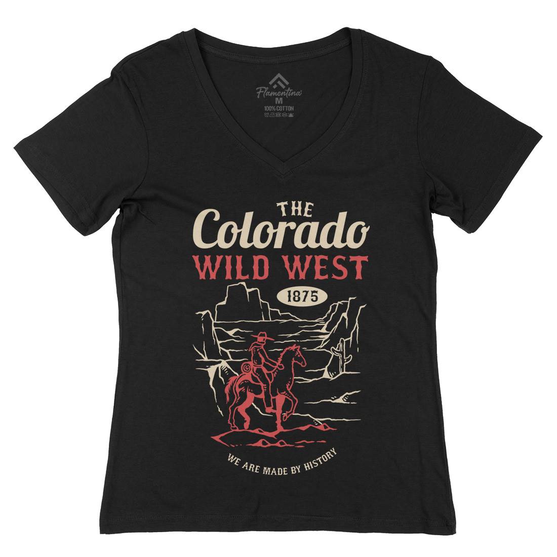 Wild West Womens Organic V-Neck T-Shirt American C798