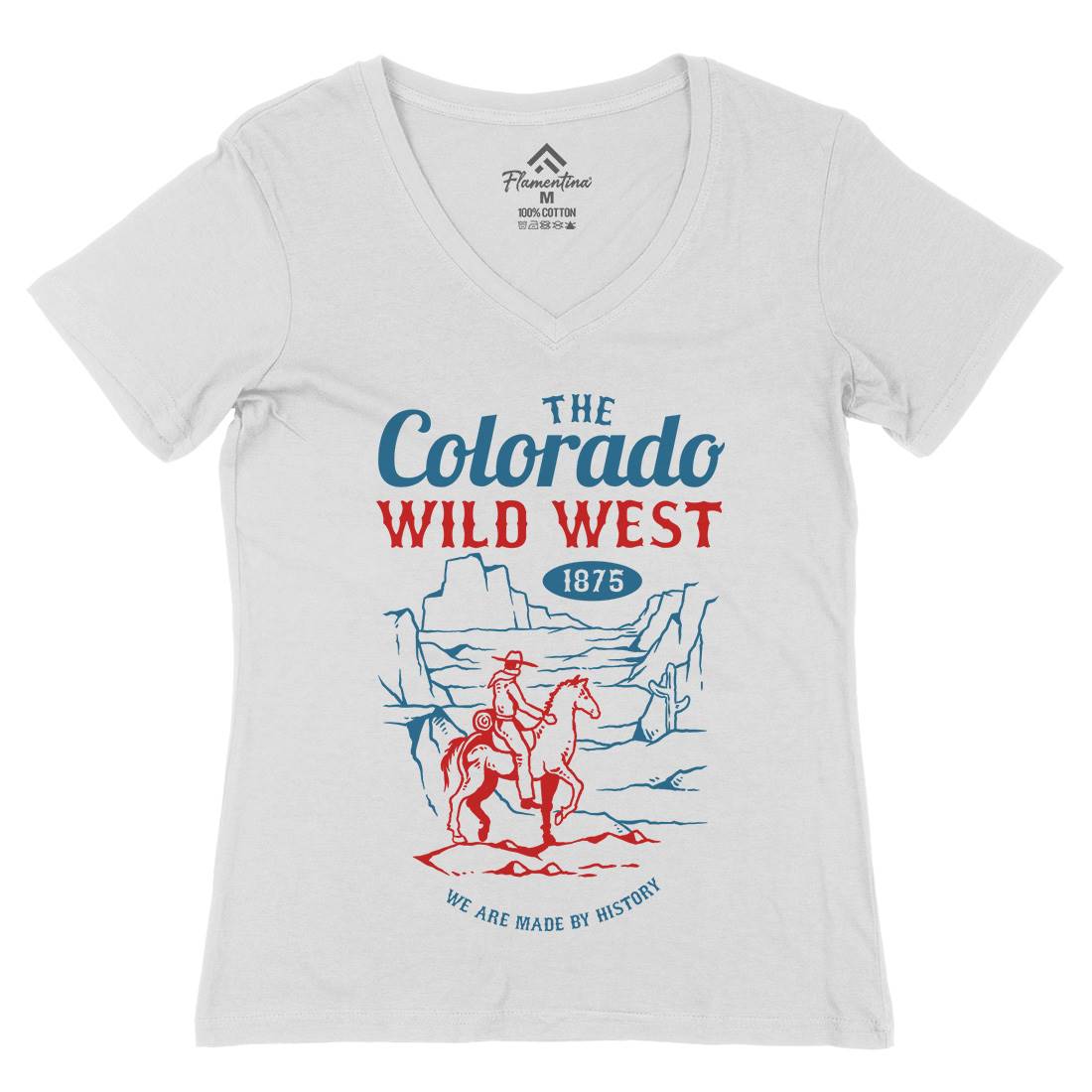 Wild West Womens Organic V-Neck T-Shirt American C798