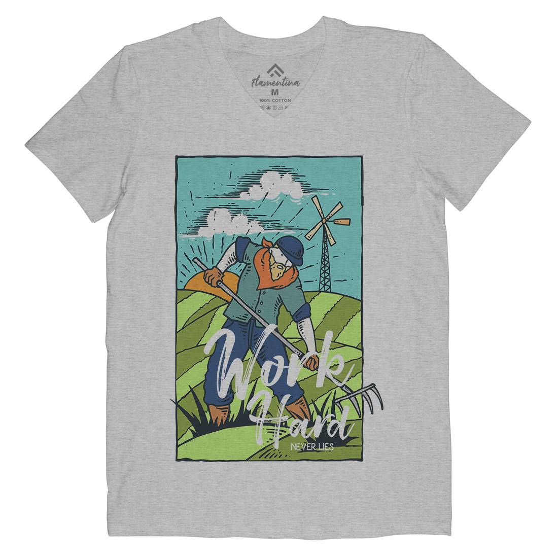 Hard Mens Organic V-Neck T-Shirt Work C799