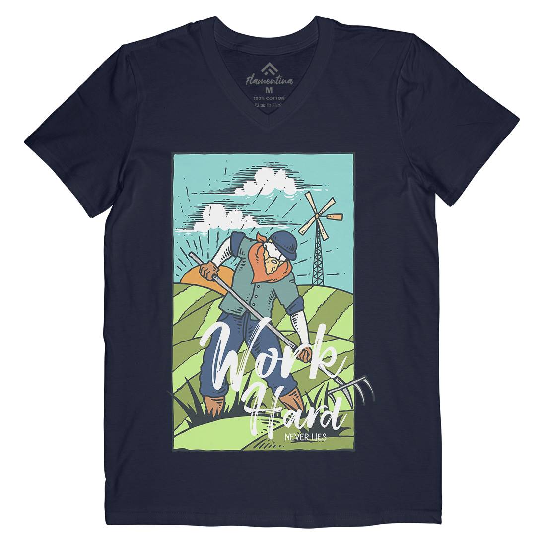 Hard Mens Organic V-Neck T-Shirt Work C799