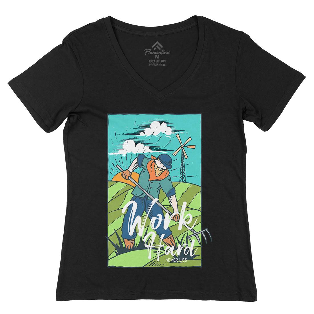Hard Womens Organic V-Neck T-Shirt Work C799