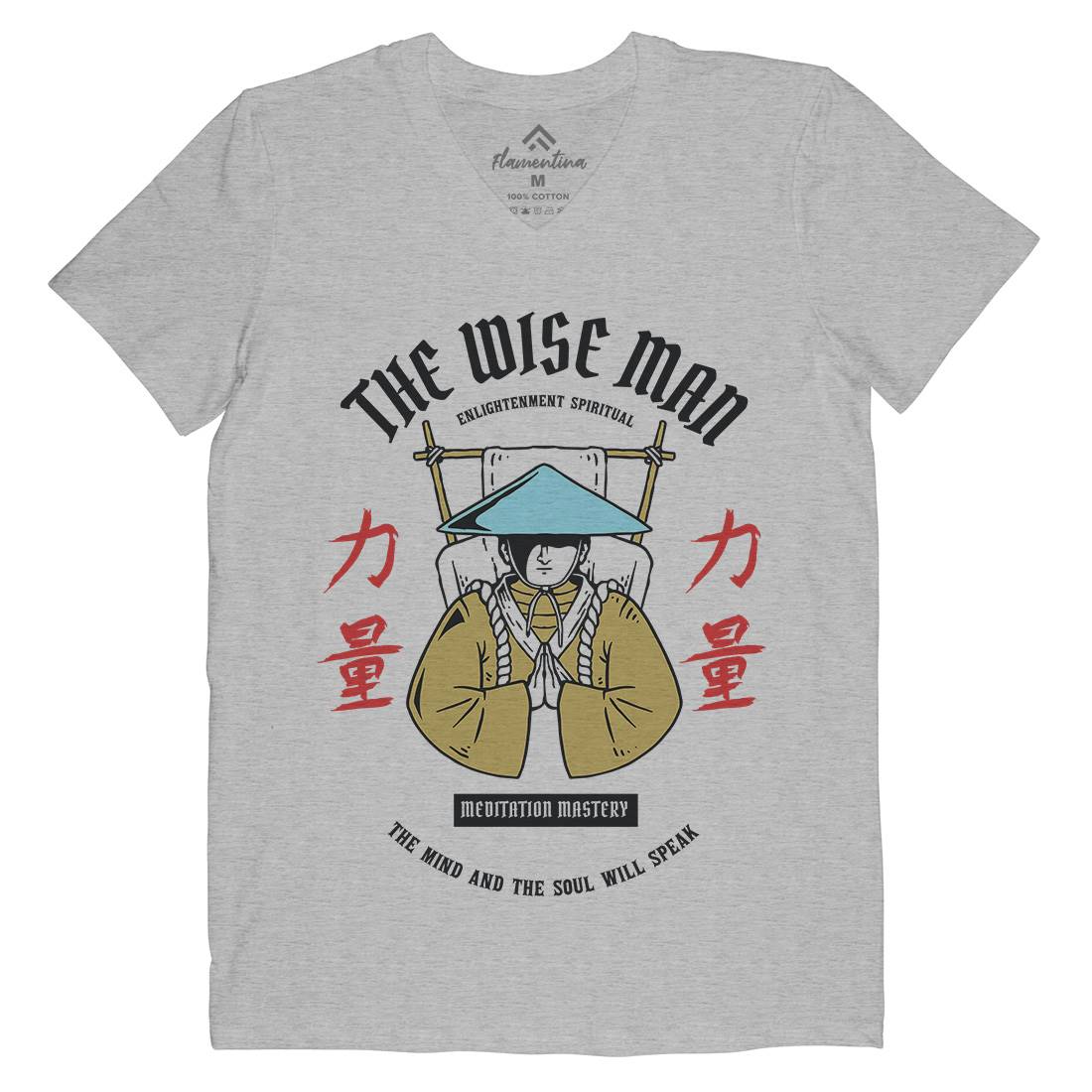 Zen Mens Organic V-Neck T-Shirt Asian C800
