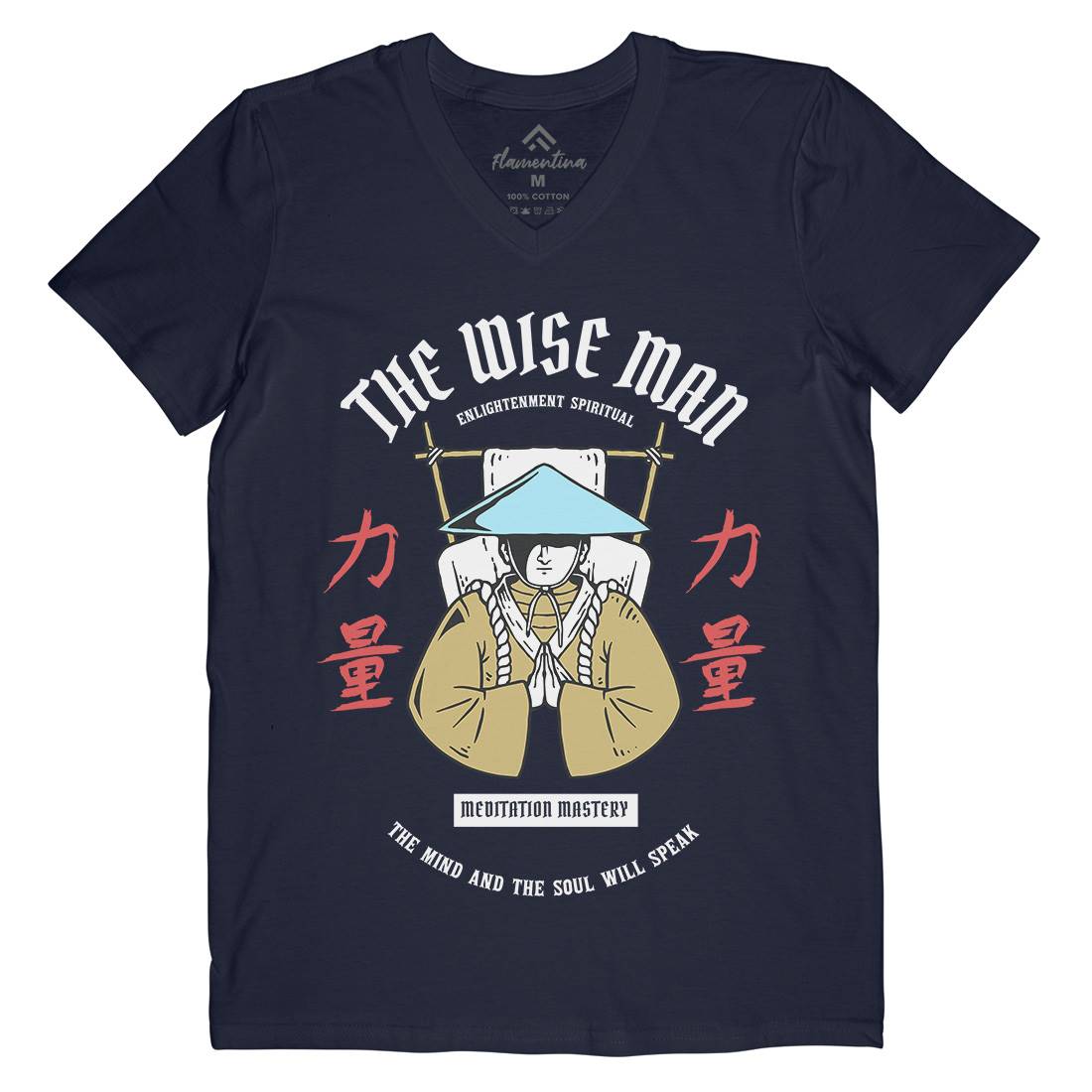 Zen Mens Organic V-Neck T-Shirt Asian C800