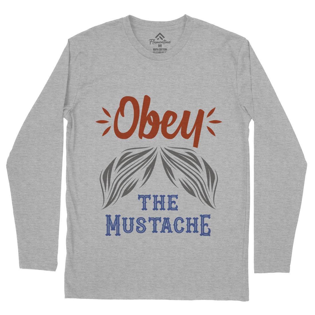 Obey The Moustache Mens Long Sleeve T-Shirt Barber C802