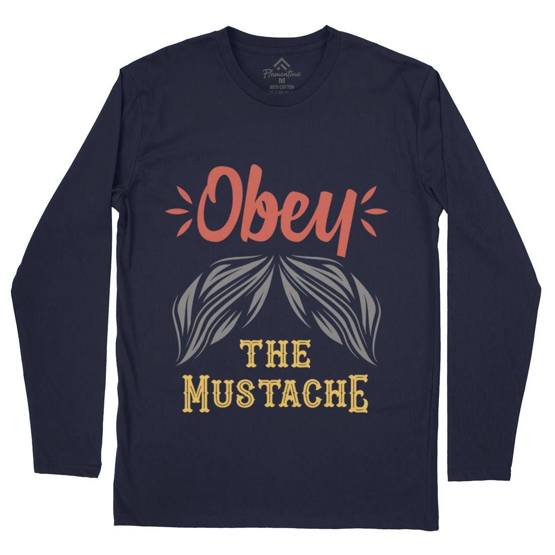Obey The Moustache Mens Long Sleeve T-Shirt Barber C802