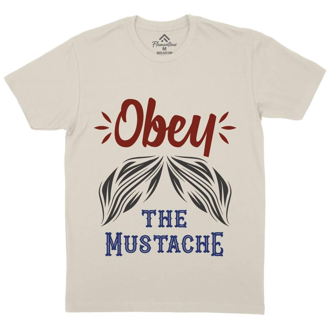 Obey The Moustache Mens Organic Crew Neck T-Shirt Barber C802