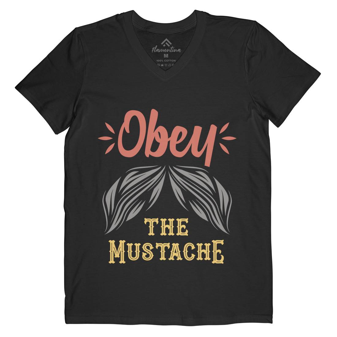 Obey The Moustache Mens V-Neck T-Shirt Barber C802