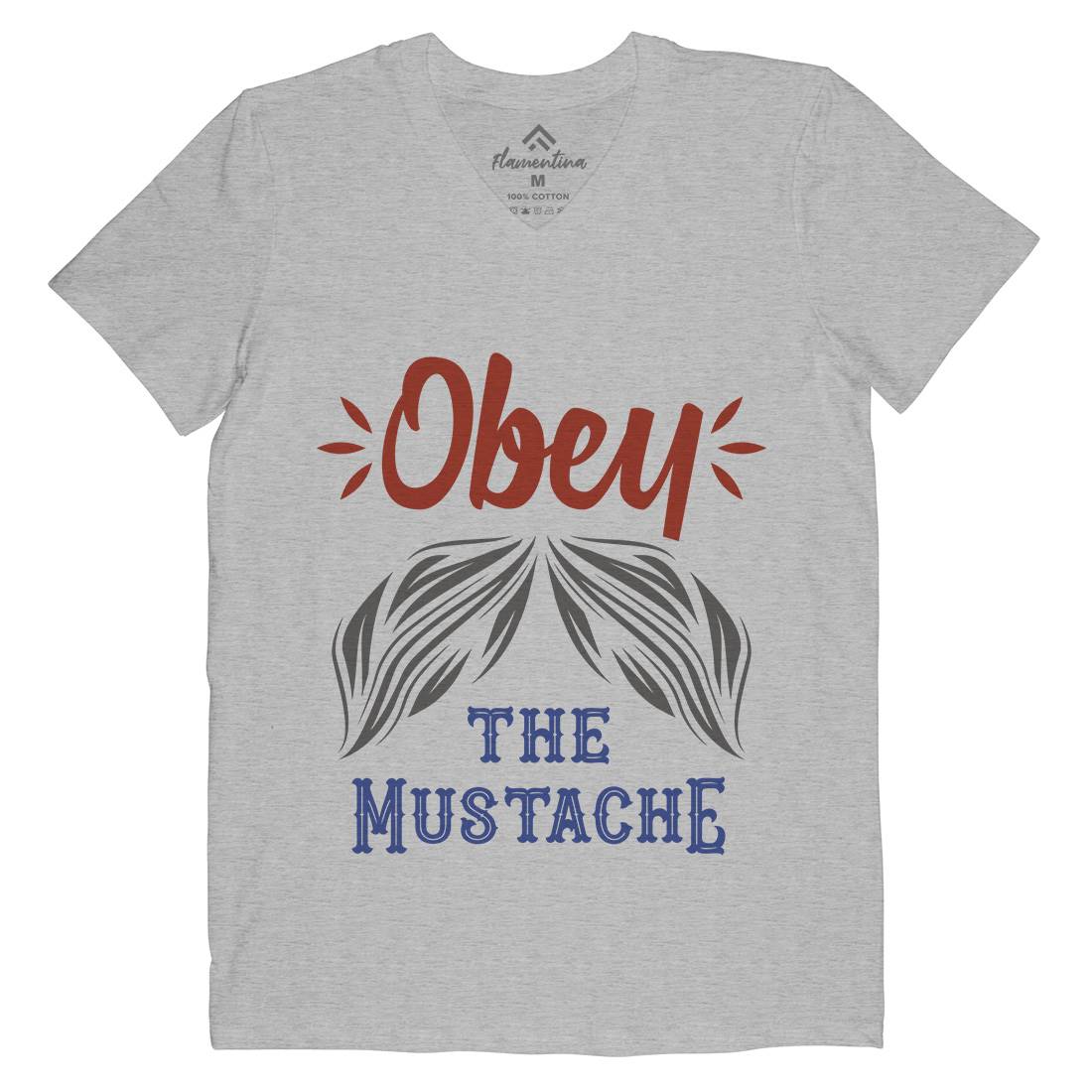 Obey The Moustache Mens V-Neck T-Shirt Barber C802