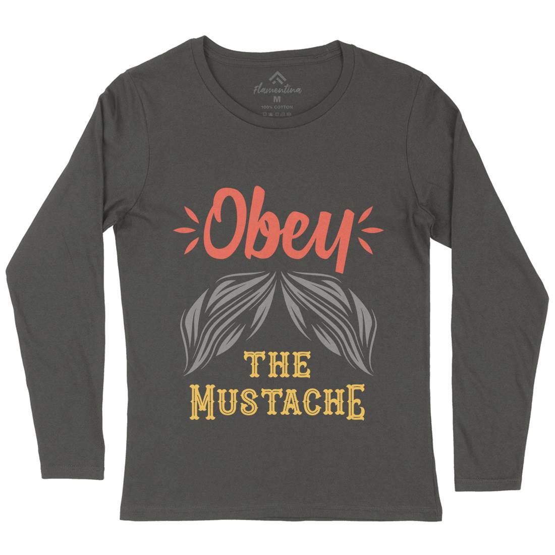 Obey The Moustache Womens Long Sleeve T-Shirt Barber C802