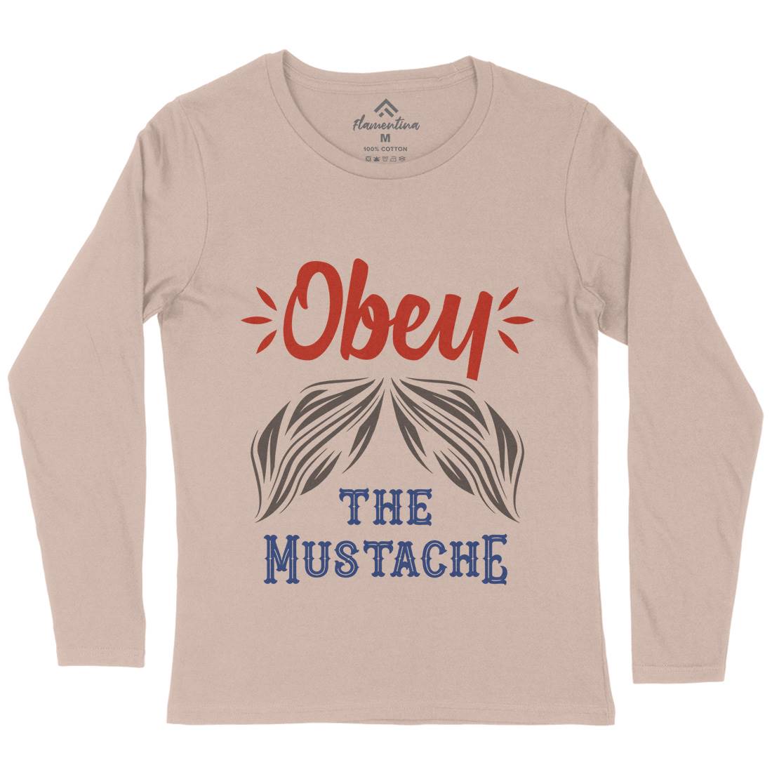 Obey The Moustache Womens Long Sleeve T-Shirt Barber C802