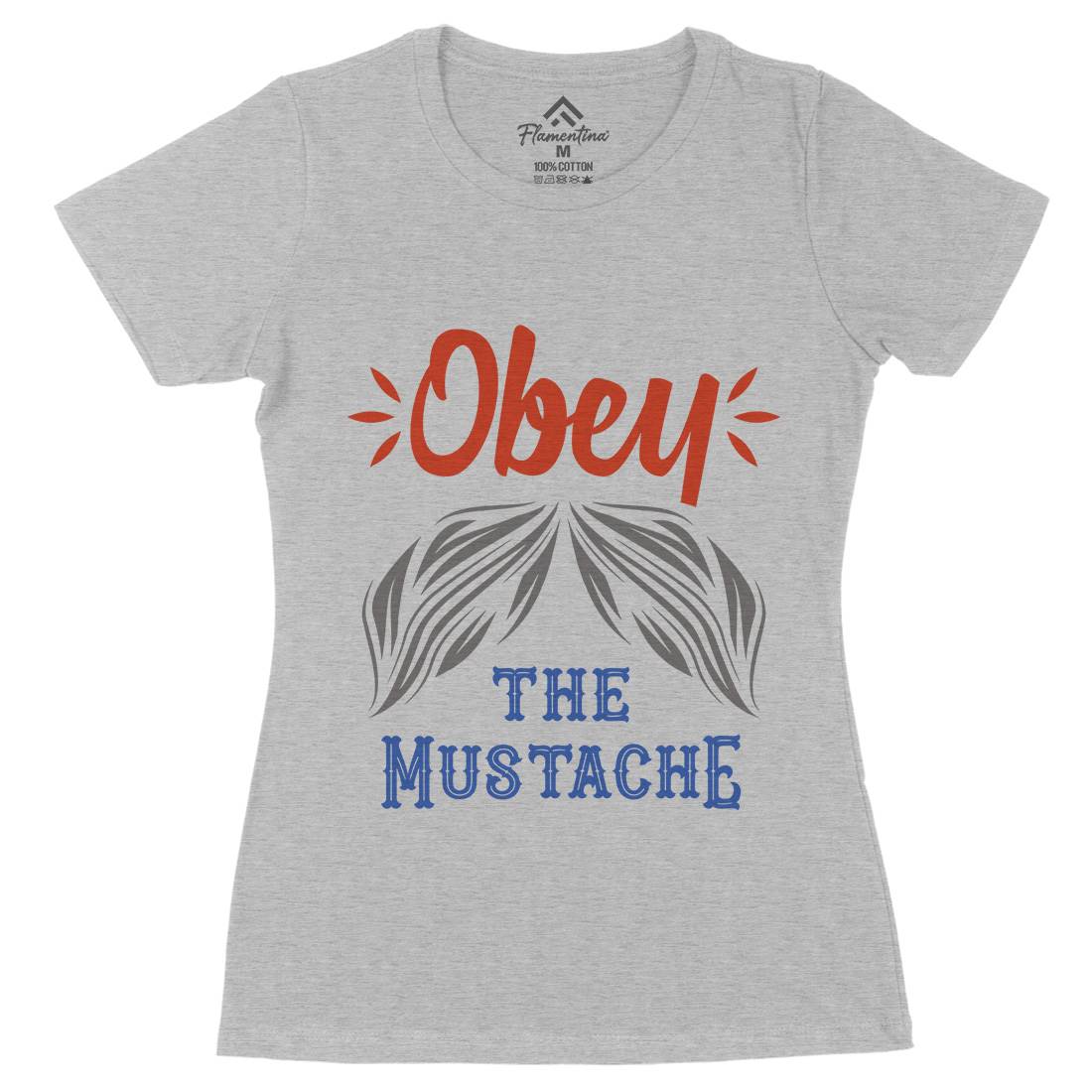 Obey The Moustache Womens Organic Crew Neck T-Shirt Barber C802