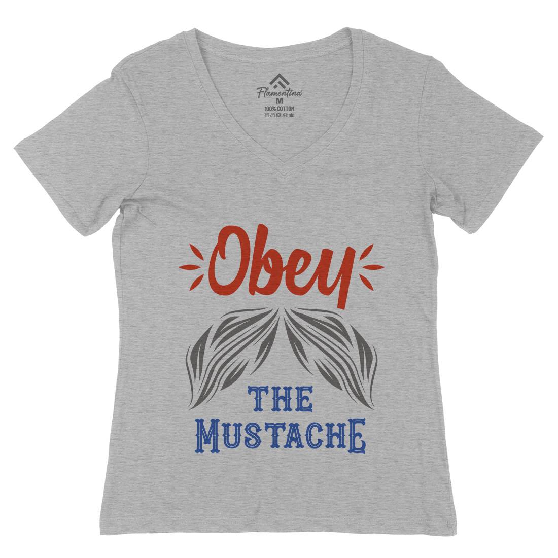 Obey The Moustache Womens Organic V-Neck T-Shirt Barber C802