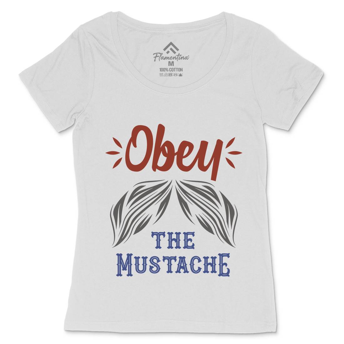 Obey The Moustache Womens Scoop Neck T-Shirt Barber C802