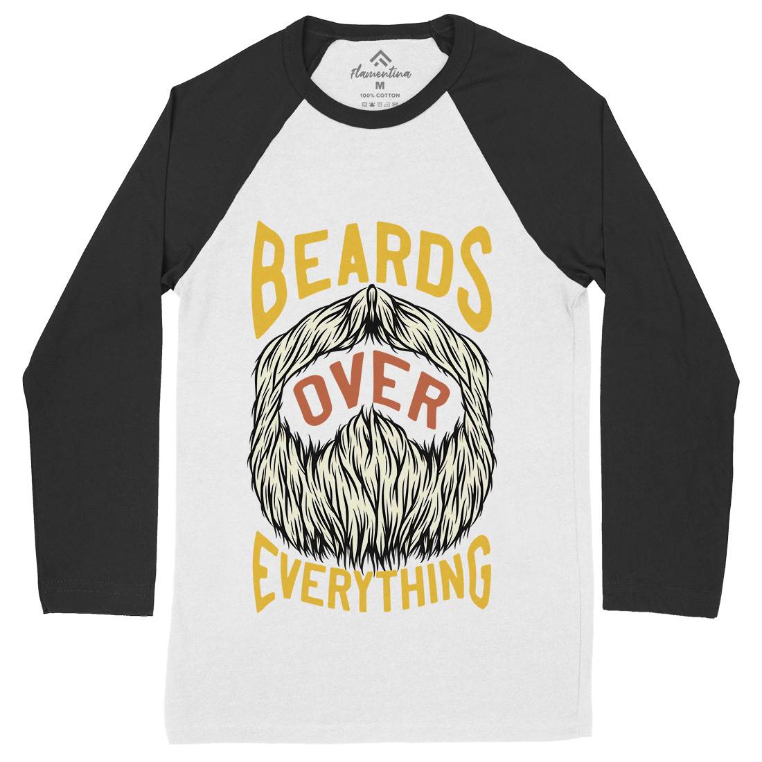 Beards Over Everything Mens Long Sleeve Baseball T-Shirt Barber C803